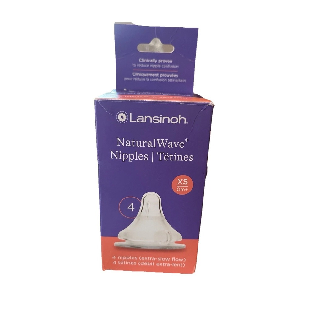 Lansinoh Natural Wave Extra Slow Flow Nipples~ 4 Pack XS
